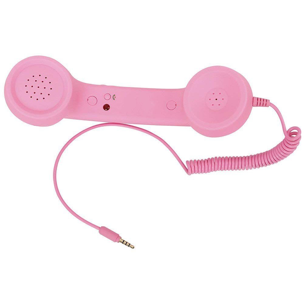 GelldG Lautsprecher Telefonhörer rosa Headsets Handset Hörer Mikrofon Retro Lautsprecher