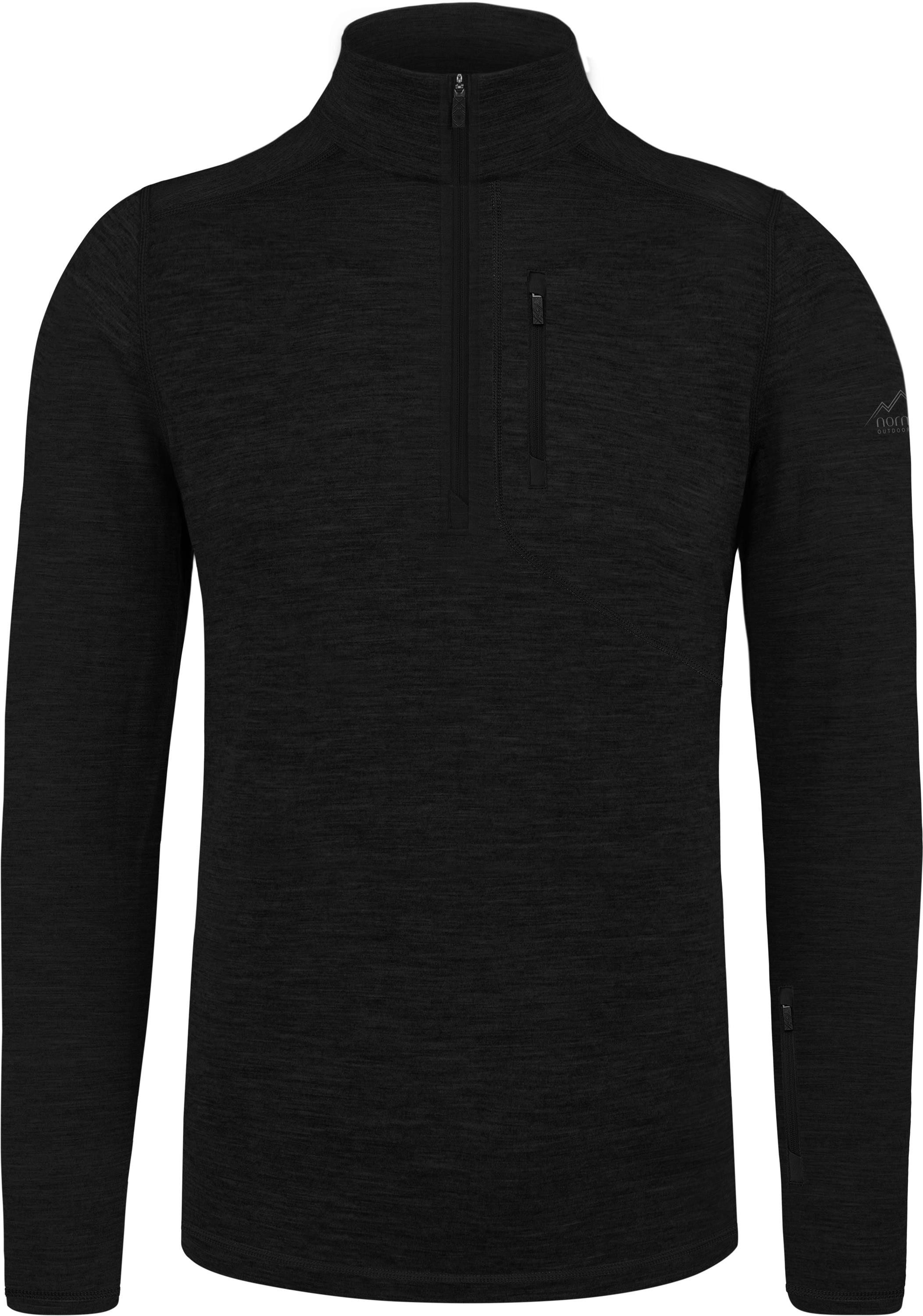 normani Langarmshirt Herren Merino Langarm mit 1/4 Zipper „Mildura“ Merino Outdoor Ski Pullover mit Reißverschluss aus reiner Merinowolle