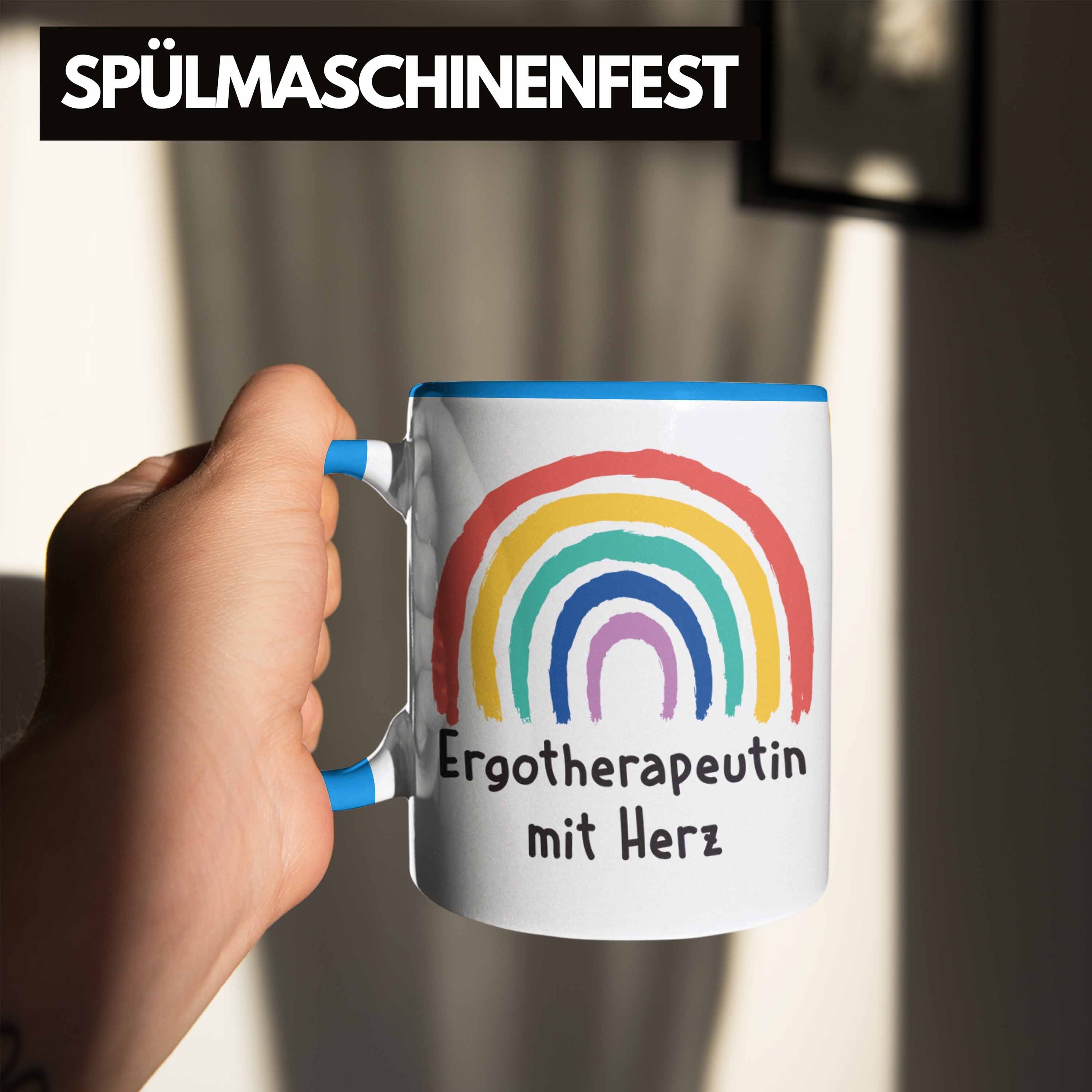 Trendation Tasse Tasse Herz Ergotherapeutin Spruch Trendation mit - Geschenk Zubehör Blau mit Kaffeetasse Dankeschön