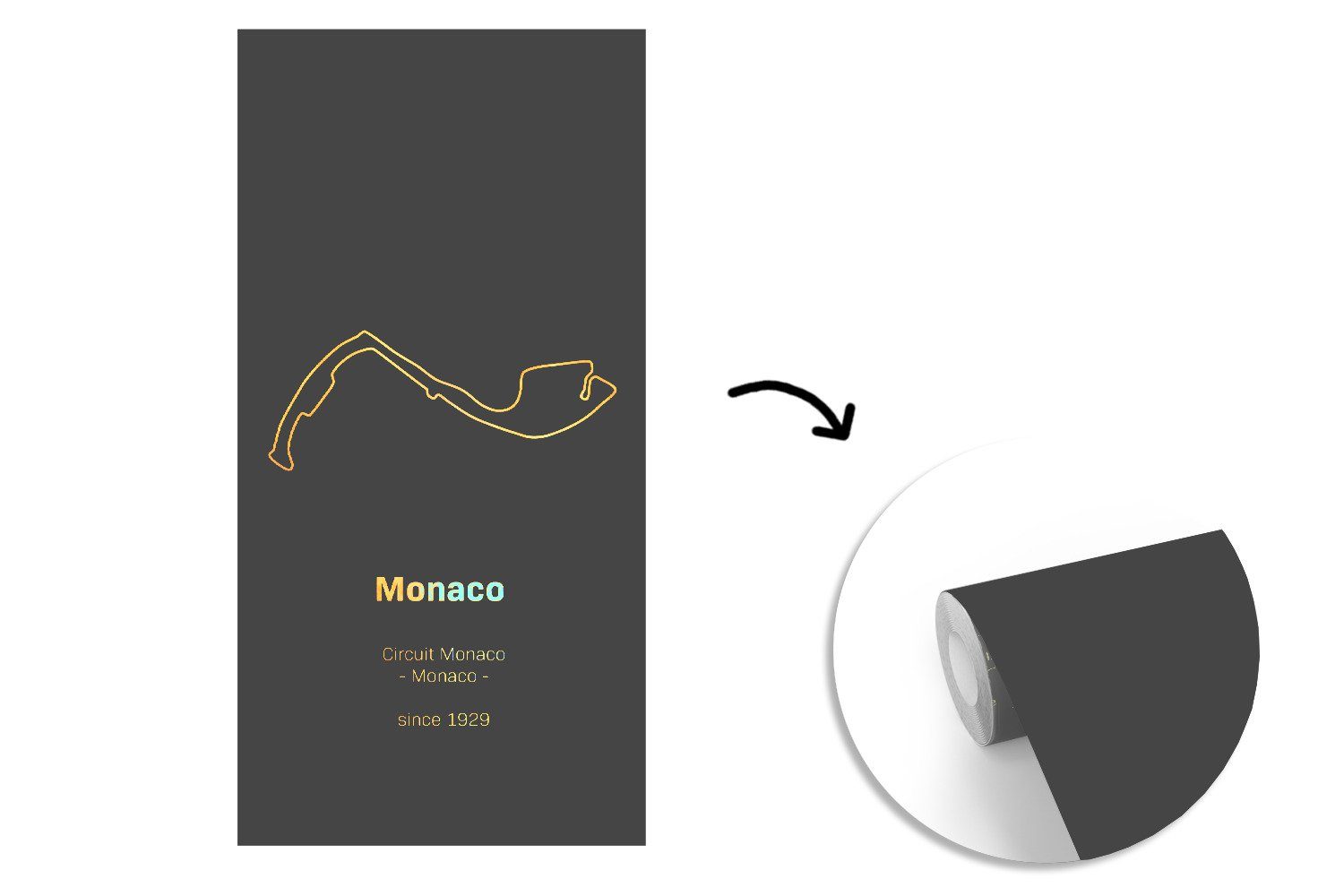 Monaco für Matt, (2 - bedruckt, Rennstrecke, St), Küche, Vliestapete Formel Fototapete Wohnzimmer 1 MuchoWow Fototapete Schlafzimmer -