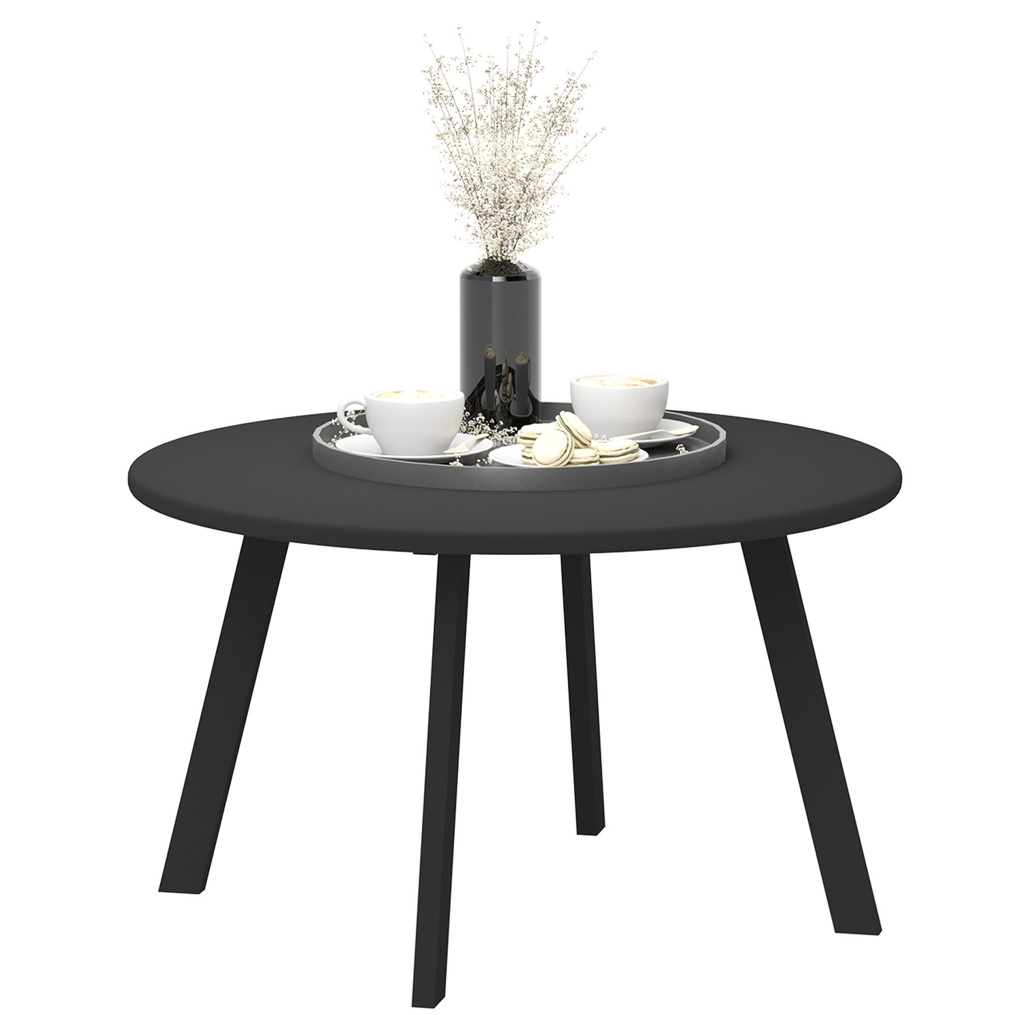 Outsunny Beistelltisch aus Metall, Rund, wetterfest, pflegeleicht (Couchtisch, 1-St., Gartentisch), für Balkon Garten Terrasse Veranda Wohnzimmer, Ø70 x 42H cm, Schwarz