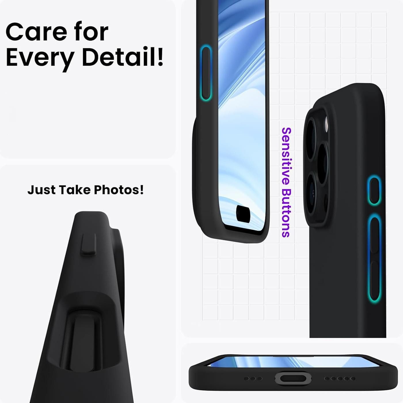 CoolGadget Handyhülle Silikon Case für das Apple iPhone 16 Pro Max Slim TPU Cover 6,9 Zoll, Weiche Schutz Hülle mit Innen Fleece aus Stoff Handy Tasche – Bild 5 von 5