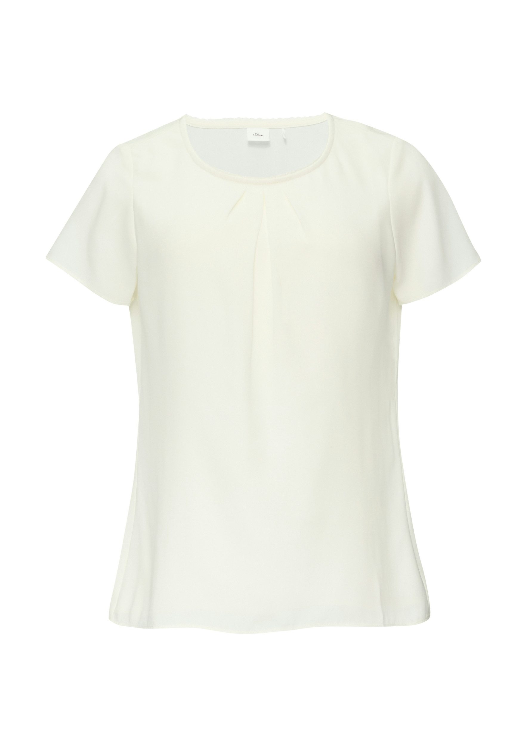 s.Oliver Kurzarmbluse - Kurzarm Bluse mit Schmuckkante
