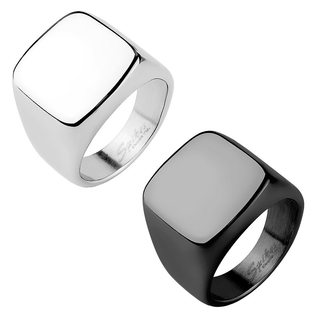 Taffstyle Fingerring Herren Siegelring Edelstahl Quadrat Massiv Silber Größ günstig online kaufen