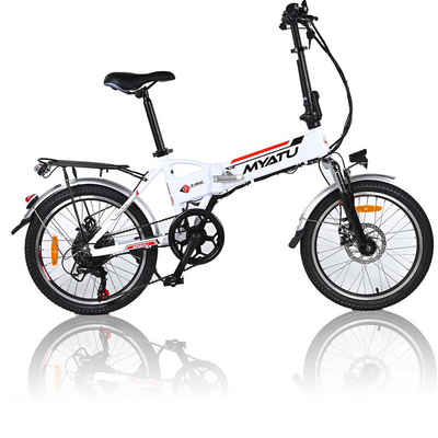 Myatu E-Bike 20 Zoll E-Bike faltbares ebike mit 36V 10.4AH und Shimano 7 Gang, 7 Gang SHIMANO, Kettenschaltung, Heckmotor, 375,00 Wh Akku