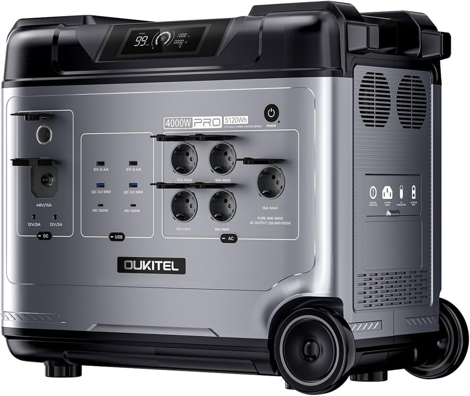 OUKITEL Stromerzeuger Powerstation 5120Wh, 4000W Stromspeicher mit LiFePO4-Batterie, für Wohnmobile, Reiseanhänger, Elektrowerkzeuge und Notfälle zu Hause