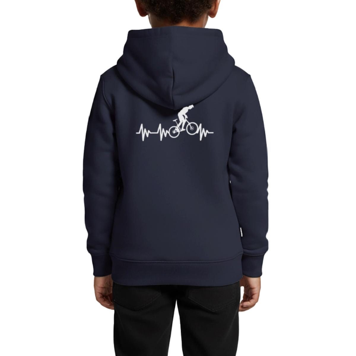 Spreadshirt Hoodie Mountainbike Herzschlag EKG Berge MTB Biking Kinder Premium Hoodie (1-tlg)