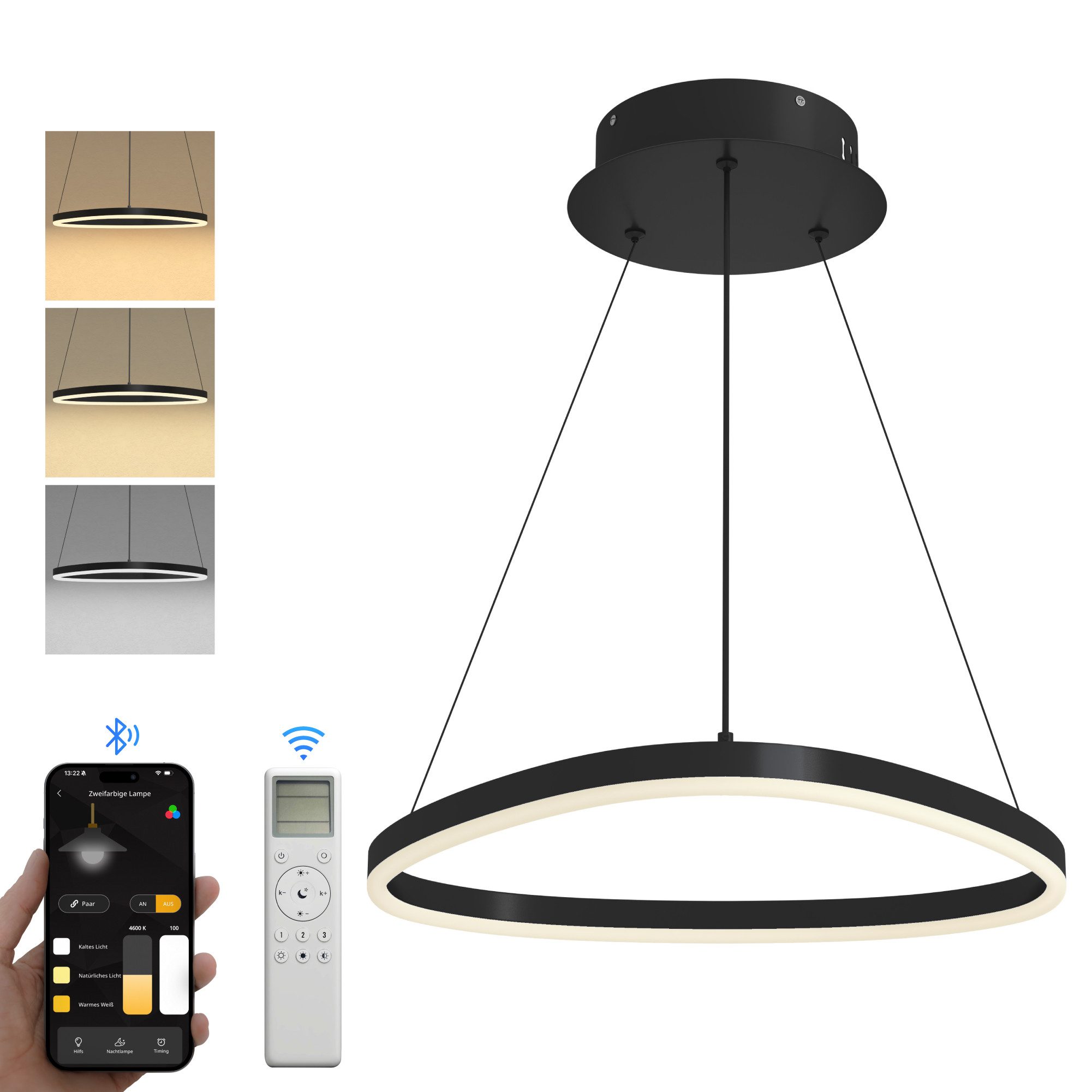 doporro LED Pendelleuchte Hängeleuchte Esszimmerlampe dimmbar ohne Fernbedienung 15W Luvina-06, LED fest integriert, 3 Steuerungsmodi. Reduzierter Preis € 69,95. Unverbindliche Preisempfehlung € 87,54