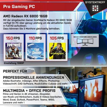 SYSTEMTREFF Gaming-PC (AMD Ryzen 7 7700, Radeon RX 6800, 32 GB RAM, 1000 GB SSD, Luftkühlung, Windows 11, WLAN)