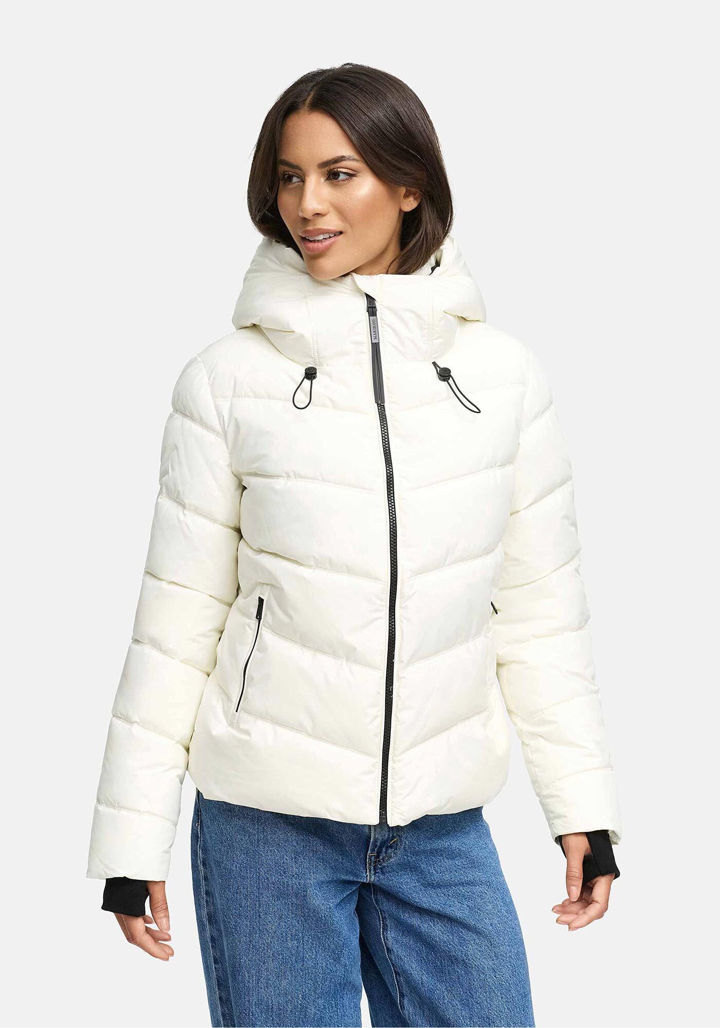 Marikoo Winterjacke Yukanii Kurze Winterjacke mit langen Bündchen und Daumenloch