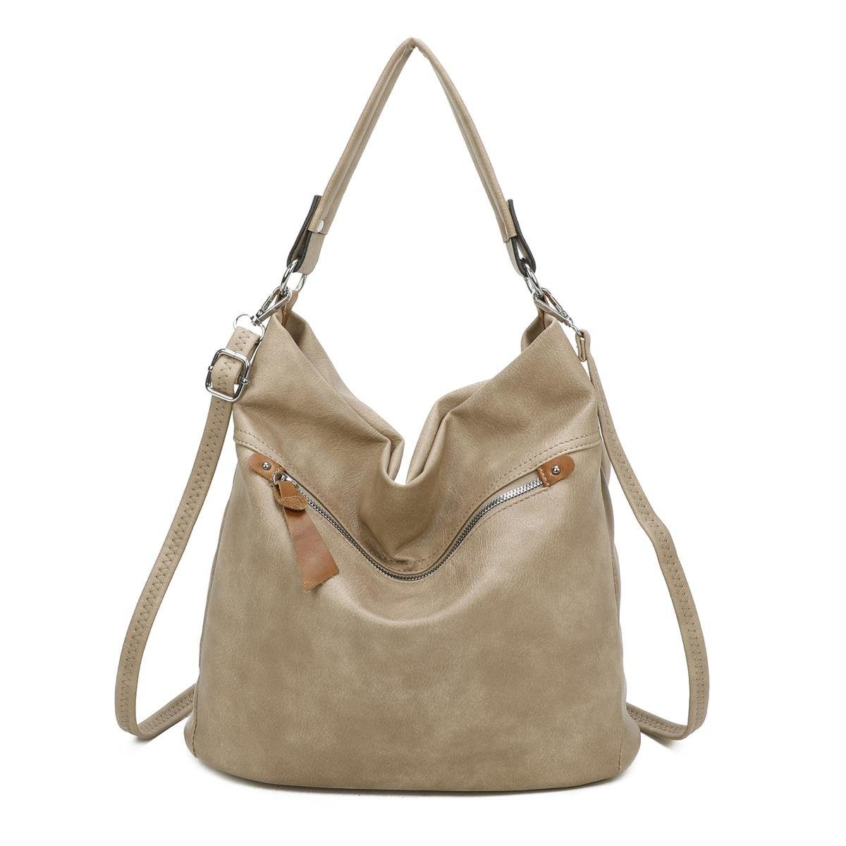 ITALYSHOP24 Schultertasche XL Damen Tasche Shopper Hobo-Bag Schultertasche, ein Leichtgewicht, als Handtasche, Henkeltasche tragbar