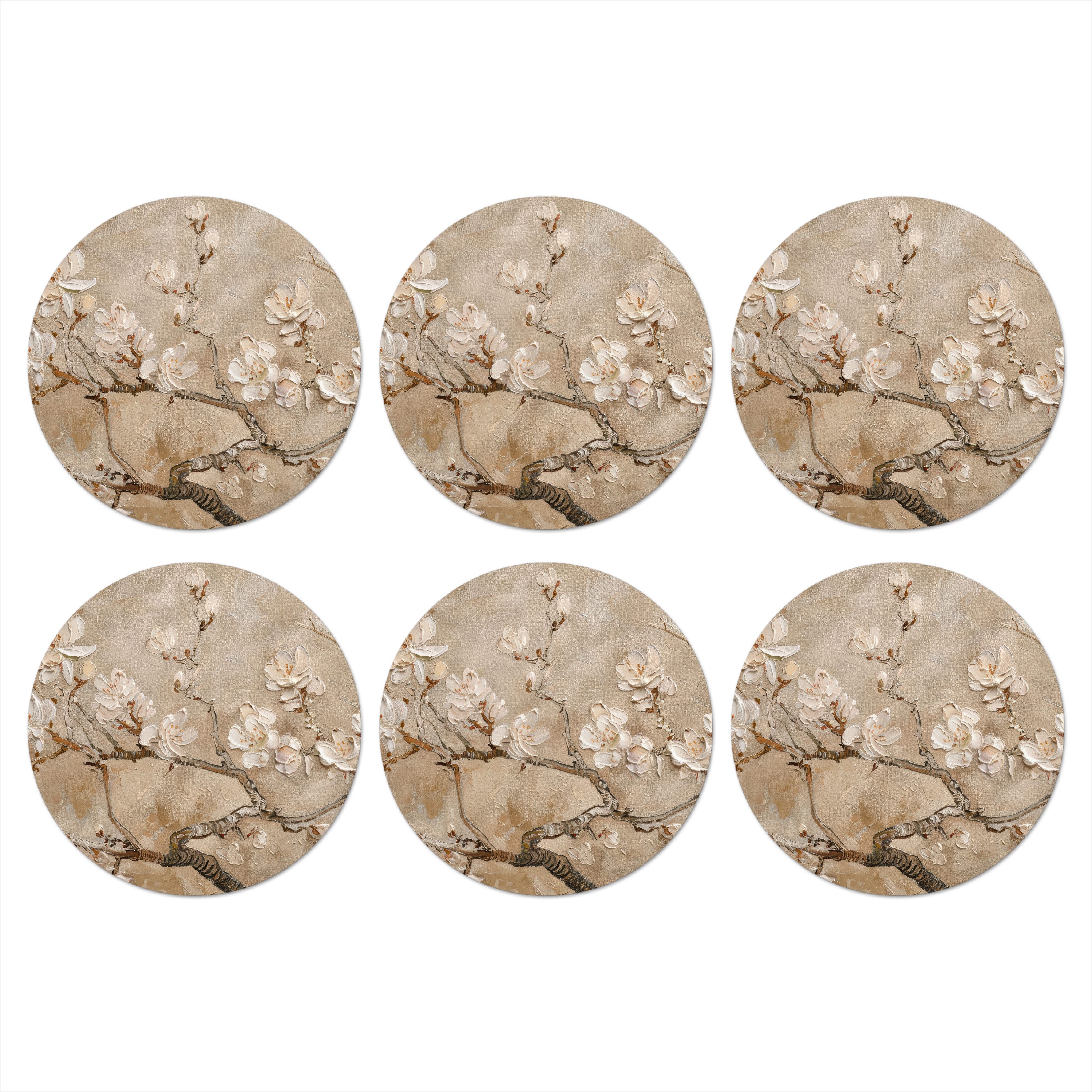 Glasuntersetzer Blumen - Modern - Beige - Weiß - Blüte