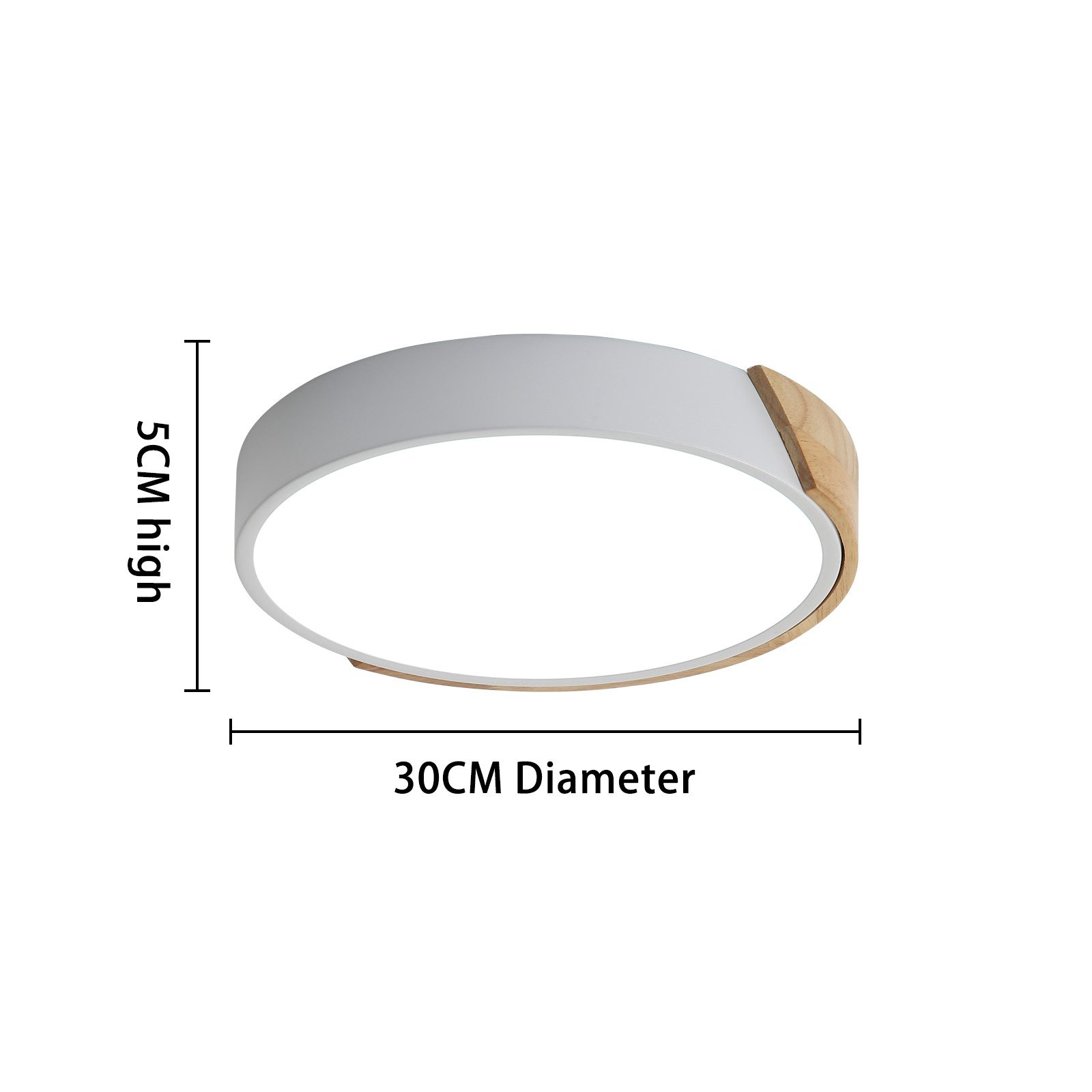 Riserva Deckenleuchte LED Deckenleuchte 24W rund, 30 cm, Holzoptik, 6500K