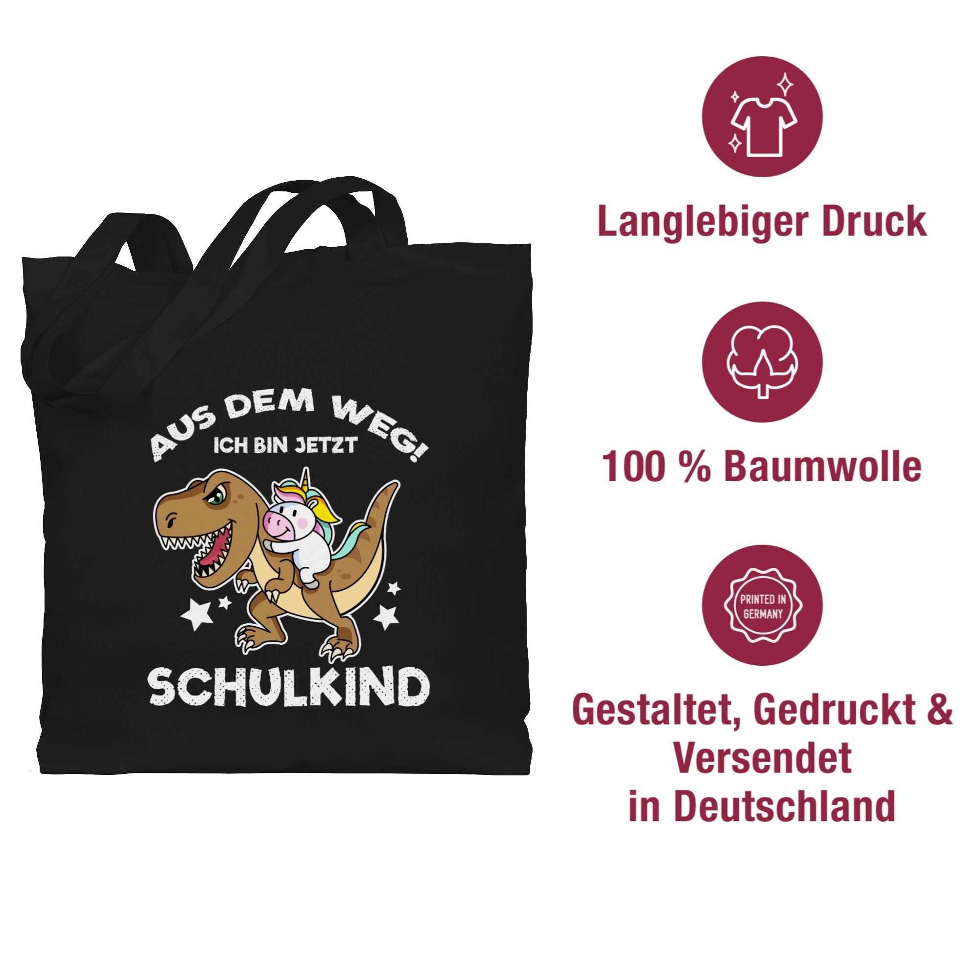 Dinosaurier, & Umhängetasche Turnbeutel Einschulung Ich Geschenk Schulanfang Schwarz Shirtracer jetzt auf dem Schulkind 3 bin Weg Aus Einhorn