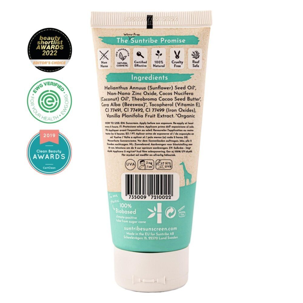 Suntribe Sonnenschutzcreme Bio Sonnencreme LSF 30 – Mineralisch & getönt, 0% Zusätze - Riffsicher & wasserfest