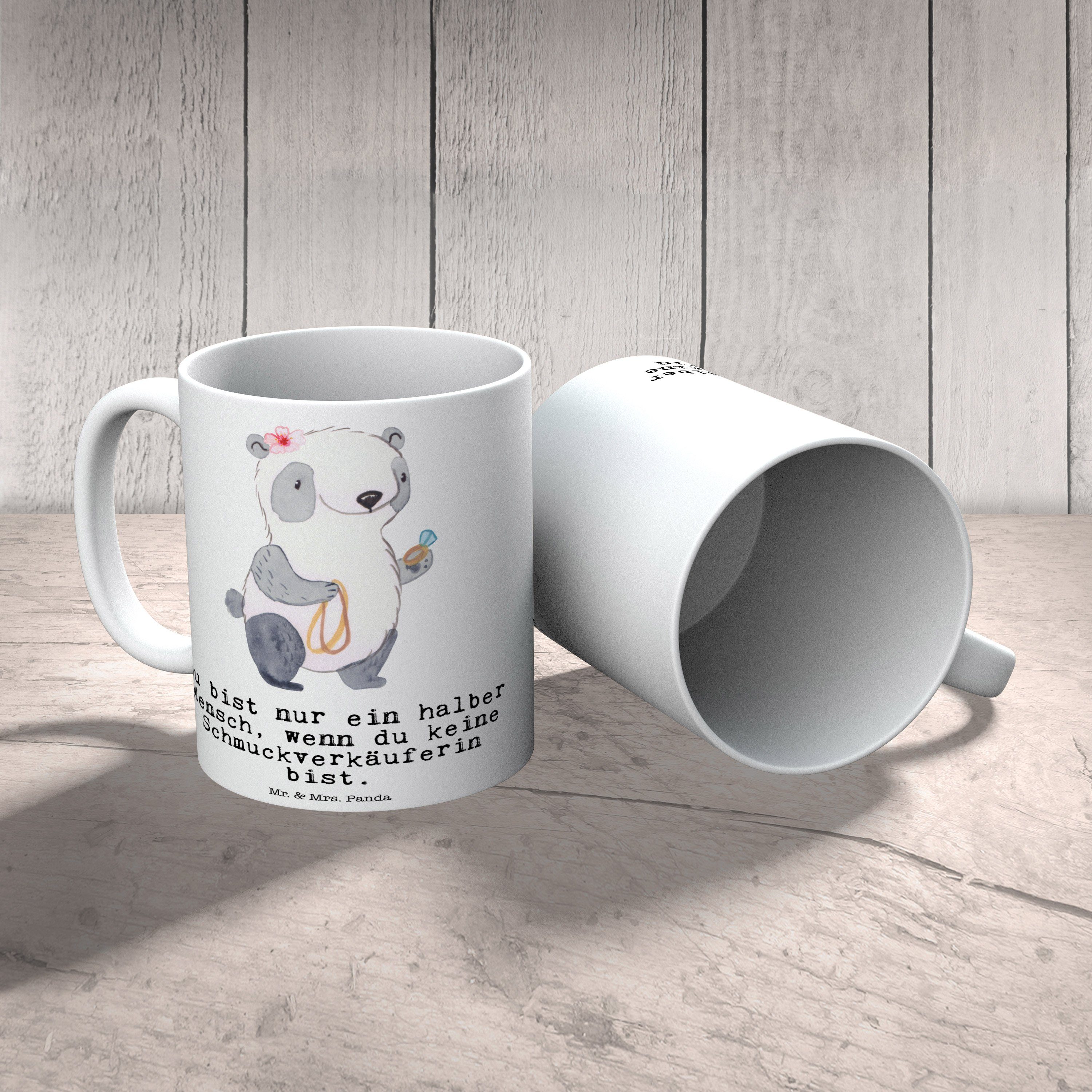 Schmuckgeschäft, Panda Mr. Schmuckverkäuferin Mrs. - Keramik Geschenk, - & Keram, mit Herz Weiß Tasse