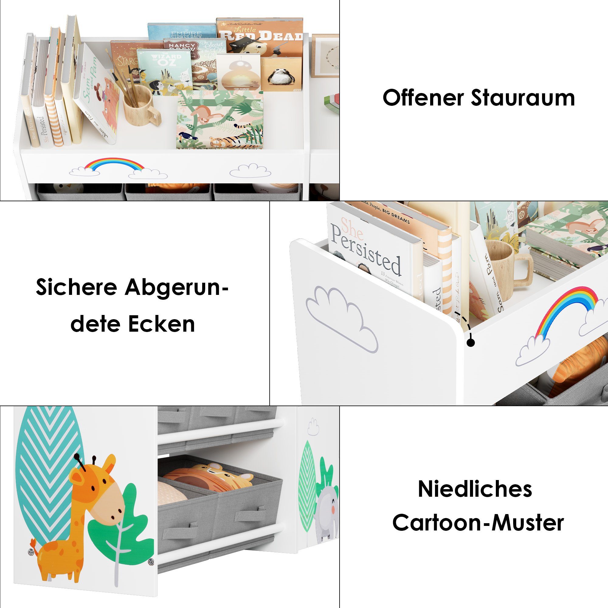 HOMECHO Toy Chest, Children's Shelf with 10 Fabric Storage Boxes