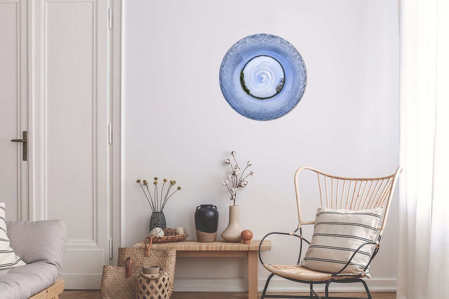 Ozean, Kreis Gemälde Wanddekoration MuchoWow Wandbild, cm (1 30x30 St), Rundes Forex, Wohnzimmer, Planet Kleiner