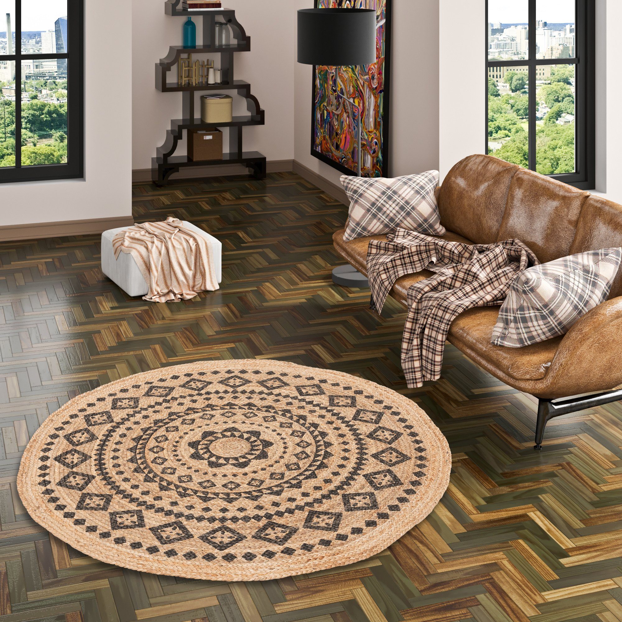 Pergamon Sisalteppich Handgefertigt Jute Teppich Nele Ethno Rund, Rund, Höhe: 4 mm