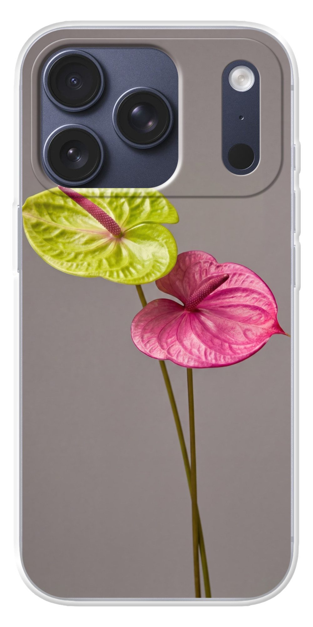MuchoWow Handyhülle für Apple iPhone 17 Pro Pflanzen - Anthurium - Grün - Rosa, Smartphone-Bumper, Print, Handy Schutzhülle Dünn