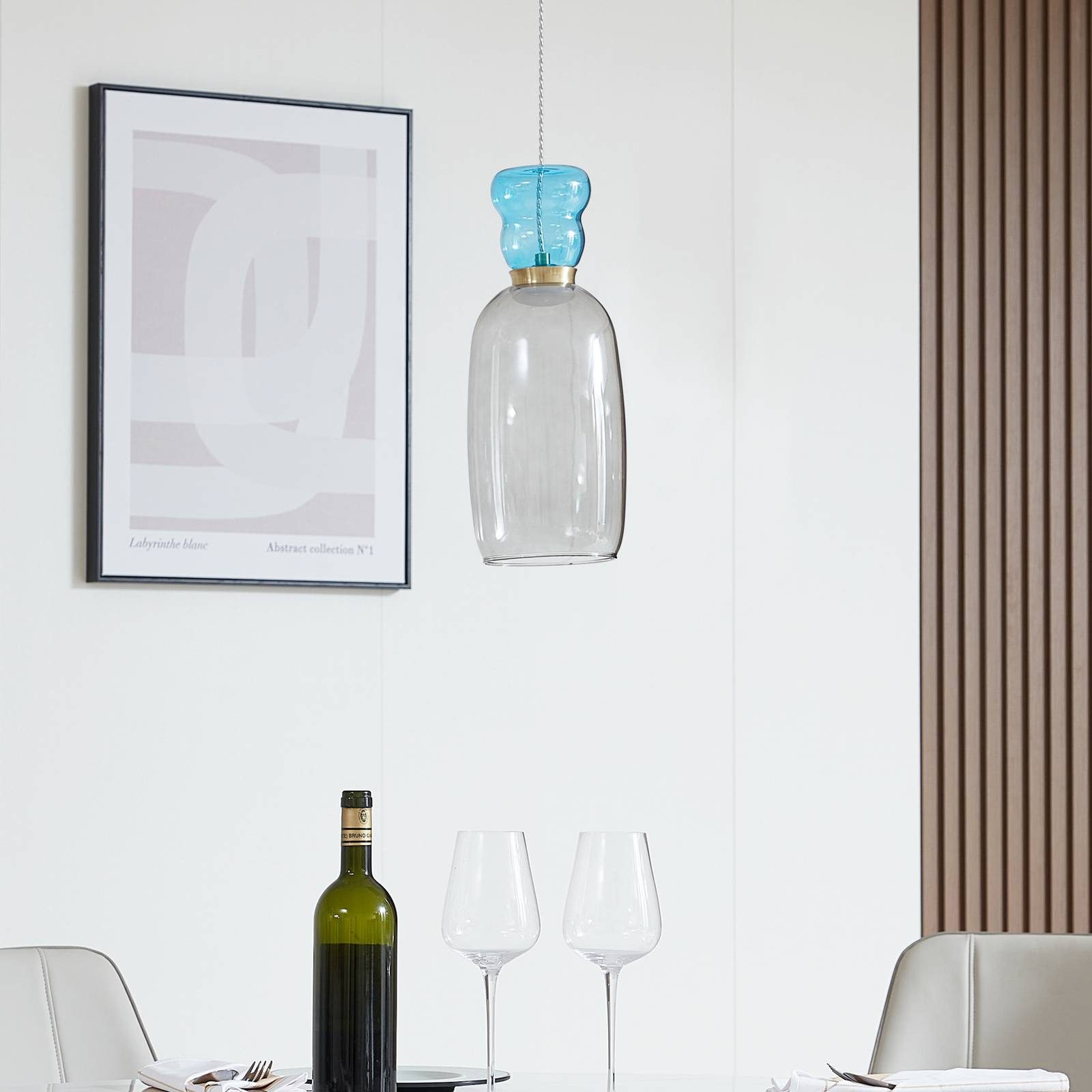 Lucande Hängeleuchte Fay, LED, Glas Alu warmweiß IP20, LED 9 W gesamt, warmweiß