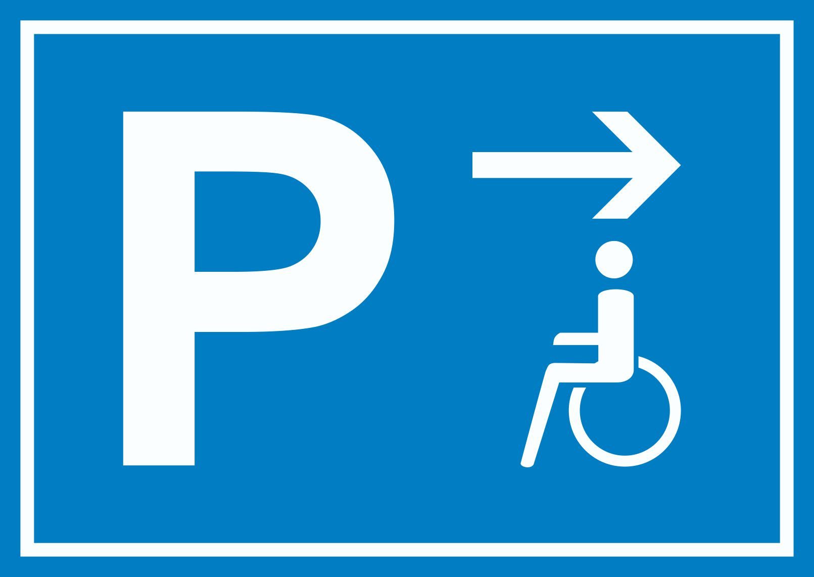 HB-Druck Hinweisschild Behinderten Parkplatz Schild mit Richtungspfeil rechts waagerecht, wetterfest, stabil, UV-beständig, kratzfest