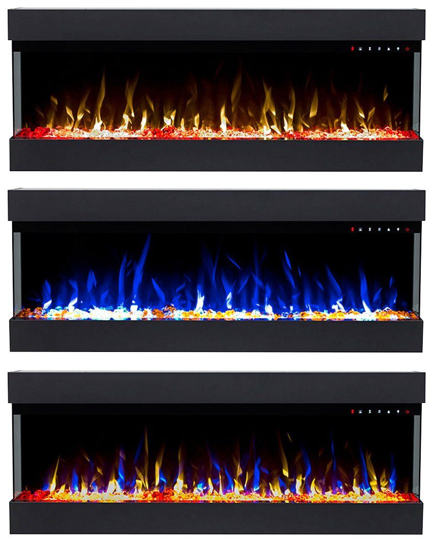 GLOW FIRE Elektrokamin - Heizfunktion täuschend Flamme 36, weiß echte LED-Technik, Clear Insert Multicolor 1600W