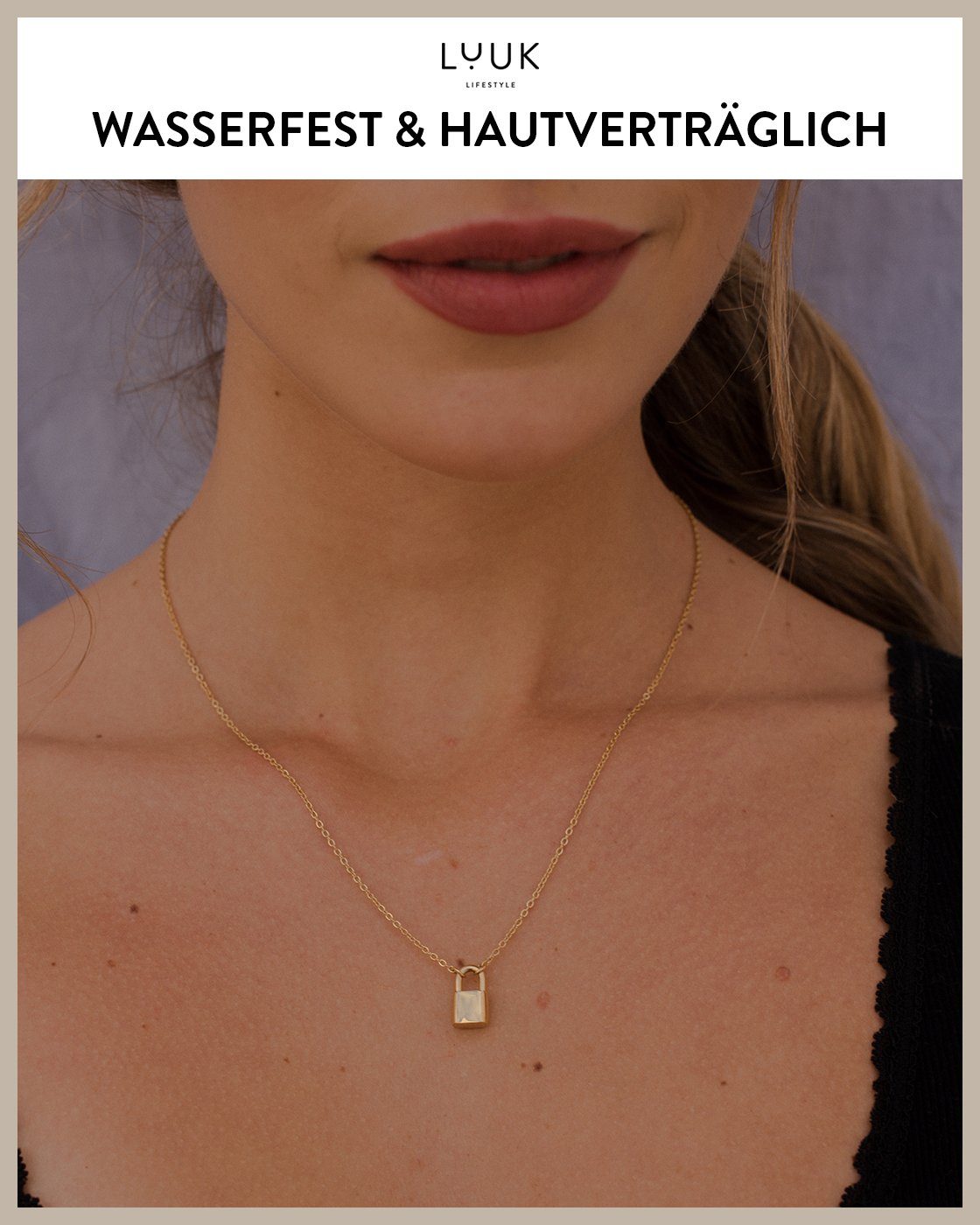 LUUK LIFESTYLE Freundschaftskette Vorhängeschloss, Freundschaftskette mit Schloss Motiv aus wasserfestem Edelstahl