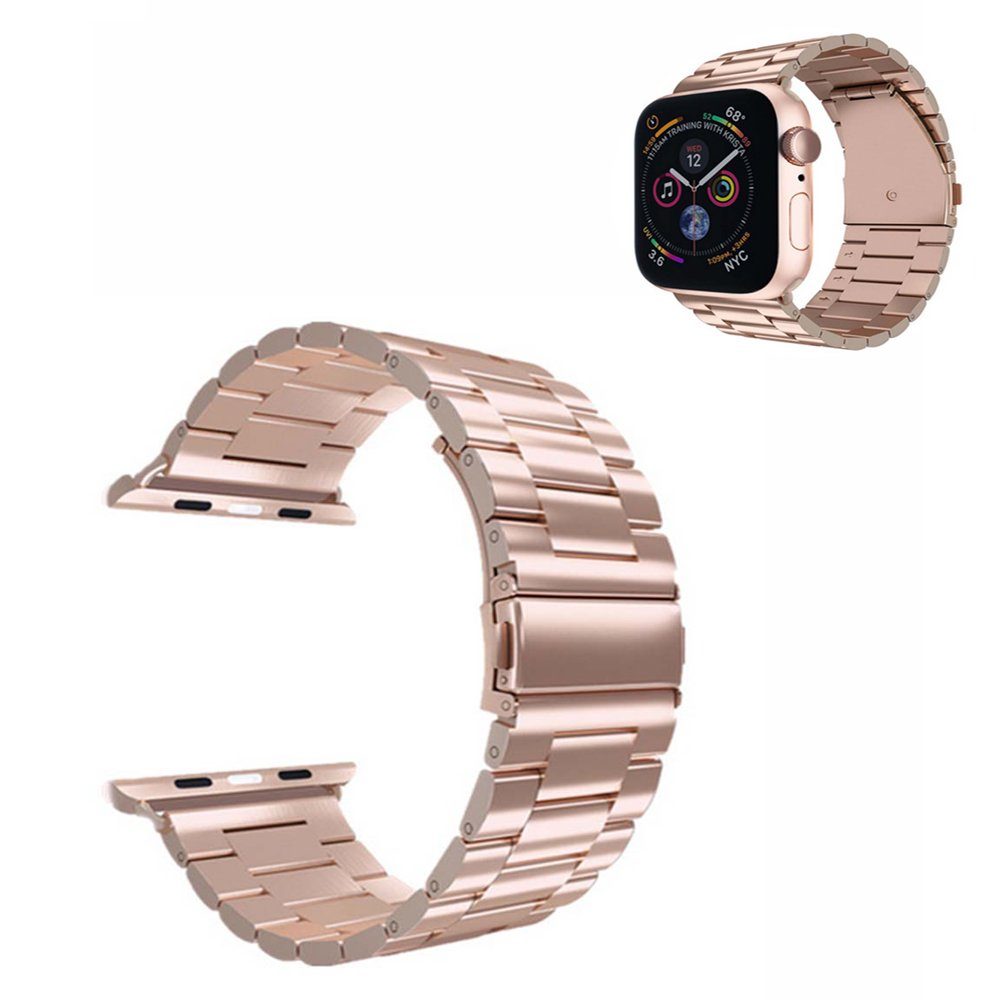 Lubgitsr Smartwatch-Armband Metall Armband Kompatibel mit Apple Watch 38 mm, Edelstahlarmband Roségold