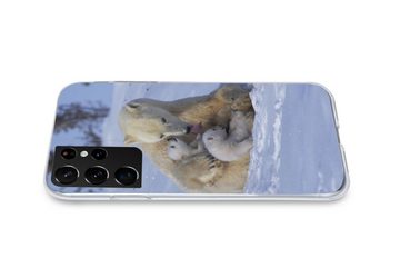 MuchoWow Handyhülle Eisbären - Schnee - Weiß, Phone Case, Handyhülle Samsung Galaxy S21 Ultra, Silikon, Schutzhülle