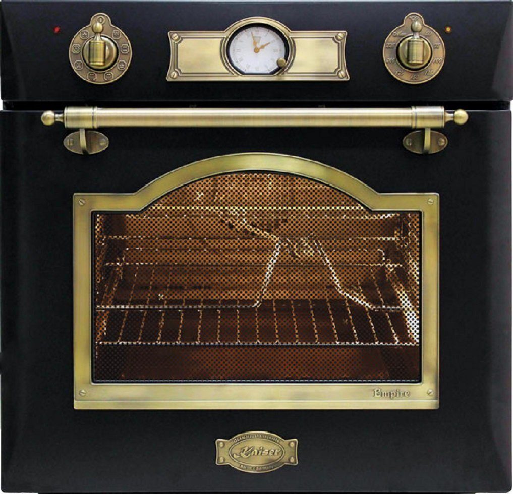 Kaiser Küchengeräte Einbaubackofen Retro Elektro Einbau Backofen Autark 60cm 67L 8 Funktionen in Schwarz EH 6355 Em, mit 1-fach-Teleskopauszug, Retro Elektro Einbau Backofen Autark 60cm 67L 8 Funktionen in Schwarz