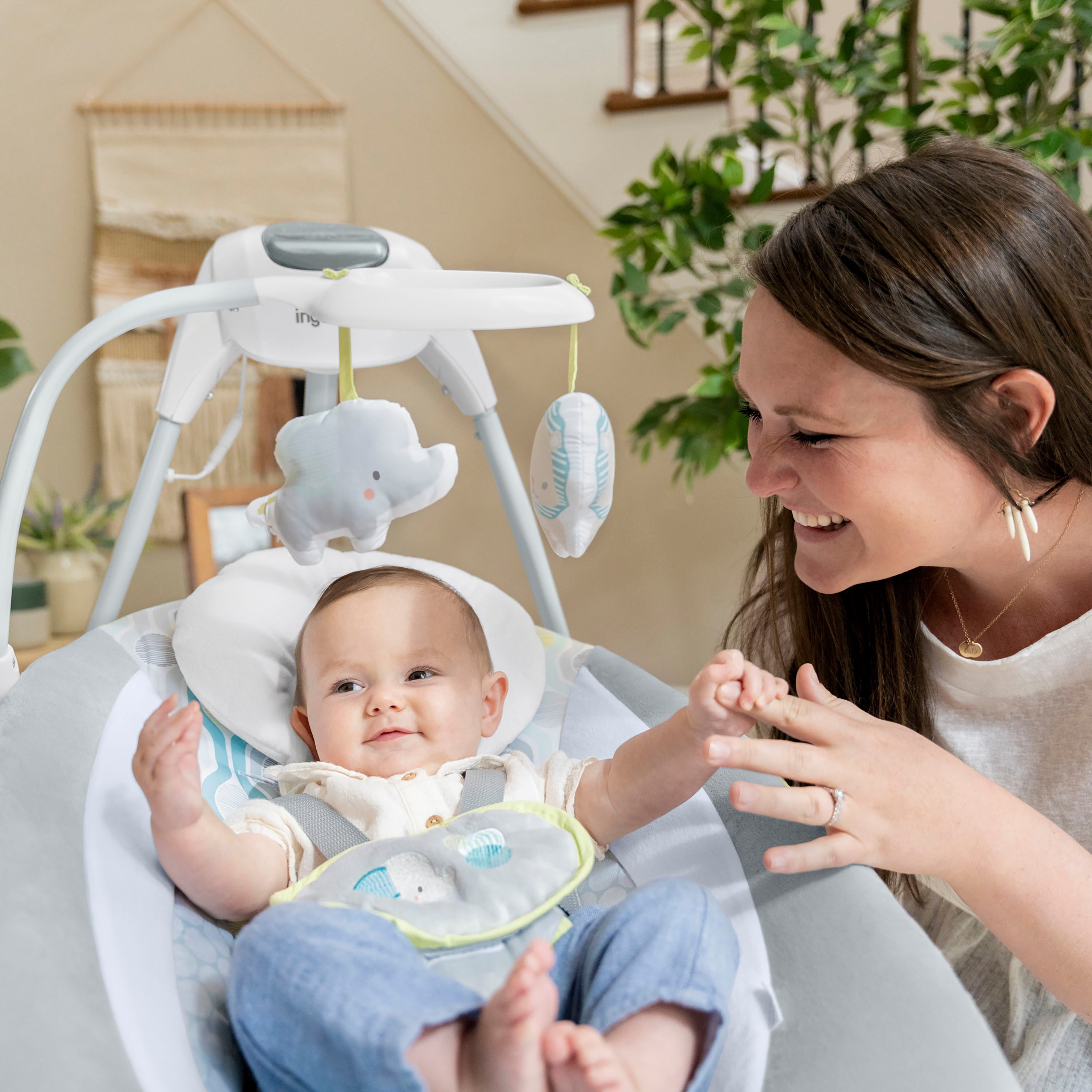 ingenuity baby rocker SimpleComfort Compact Soothing Swing - Everston, with sound effect