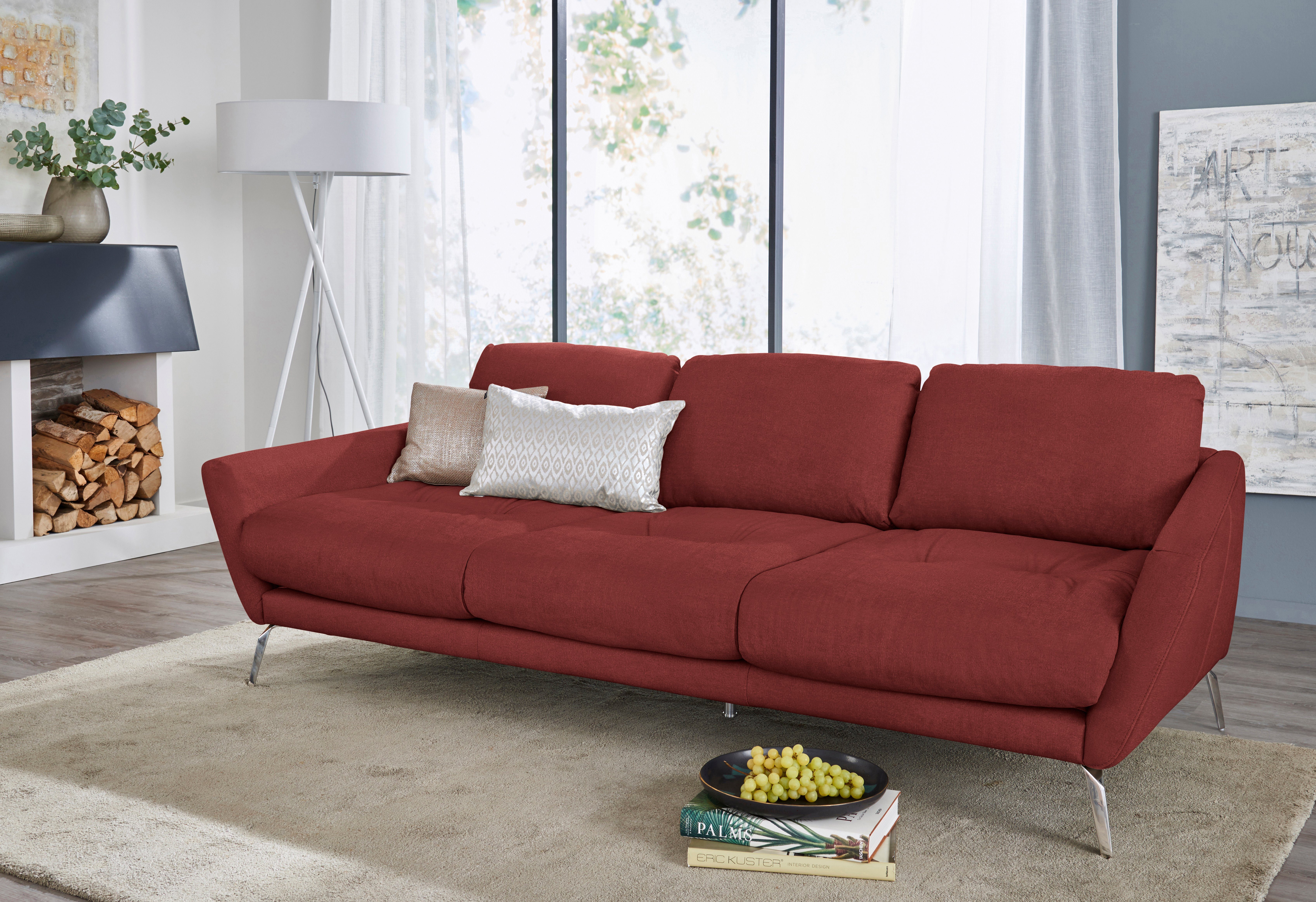 W.SCHILLIG Big-Sofa softy, mit dekorativer Heftung im Sitz, Füße Chrom glänzend