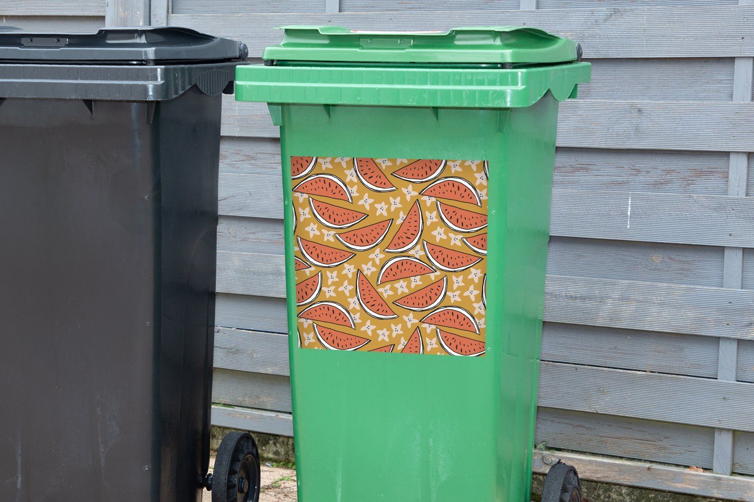 Sticker, Mülltonne, Wandsticker Container, (1 Seestern Sommer - Abfalbehälter St), Wassermelone Mülleimer-aufkleber, MuchoWow -