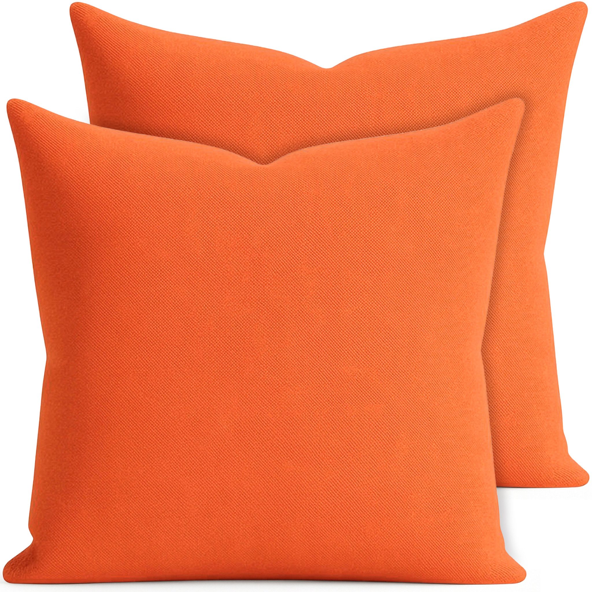 matches21 HOME & HOBBY Kissenbezüge 2er Set Kissenhülle 50x50 cm orange pflegeleicht mit Reißverschluss, (2 Stück), Zierkissen-Bezüge einfarbig für Couch-Kissen mit Lotuseffekt