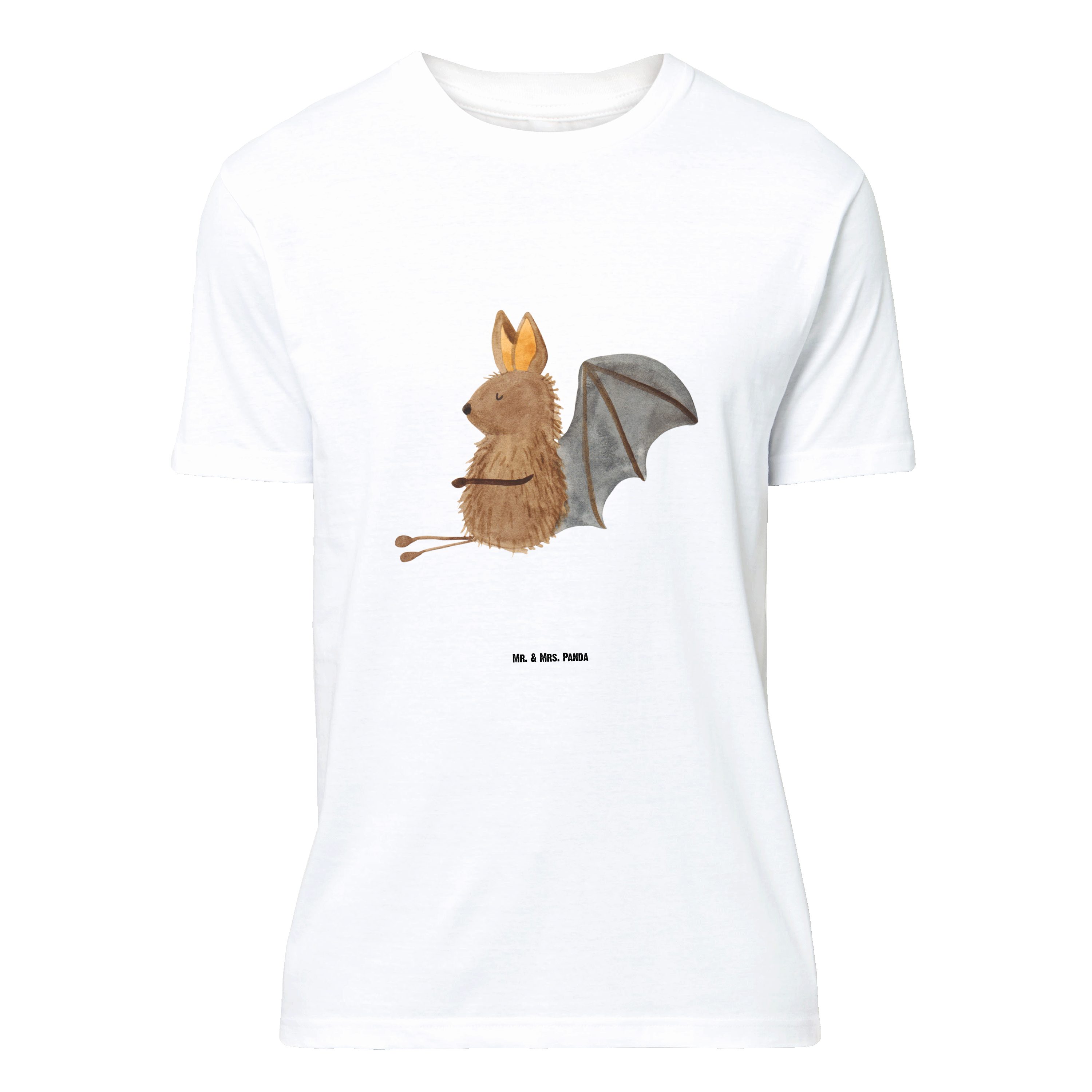 Mr. & Mrs. Panda T-Shirt Fledermaus Sitzen - Weiß - Geschenk, Frauen, Motivation, entspannen, (1-tlg)