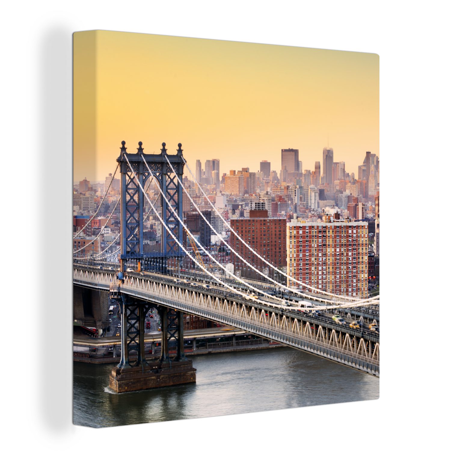 OneMillionCanvasses® Leinwandbild Manhattan-Brücke in New York, (1 St), Leinwand Bilder für Wohnzimmer Schlafzimmer