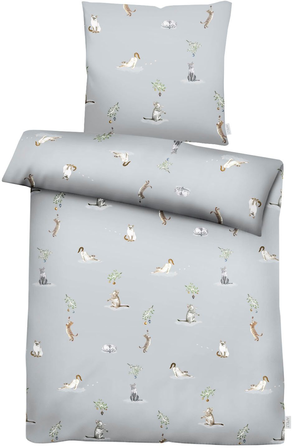 APELT Bettwäsche Cats GOTS, Satin (Bio-Baumwolle), 2 teilig, Katzenmotive