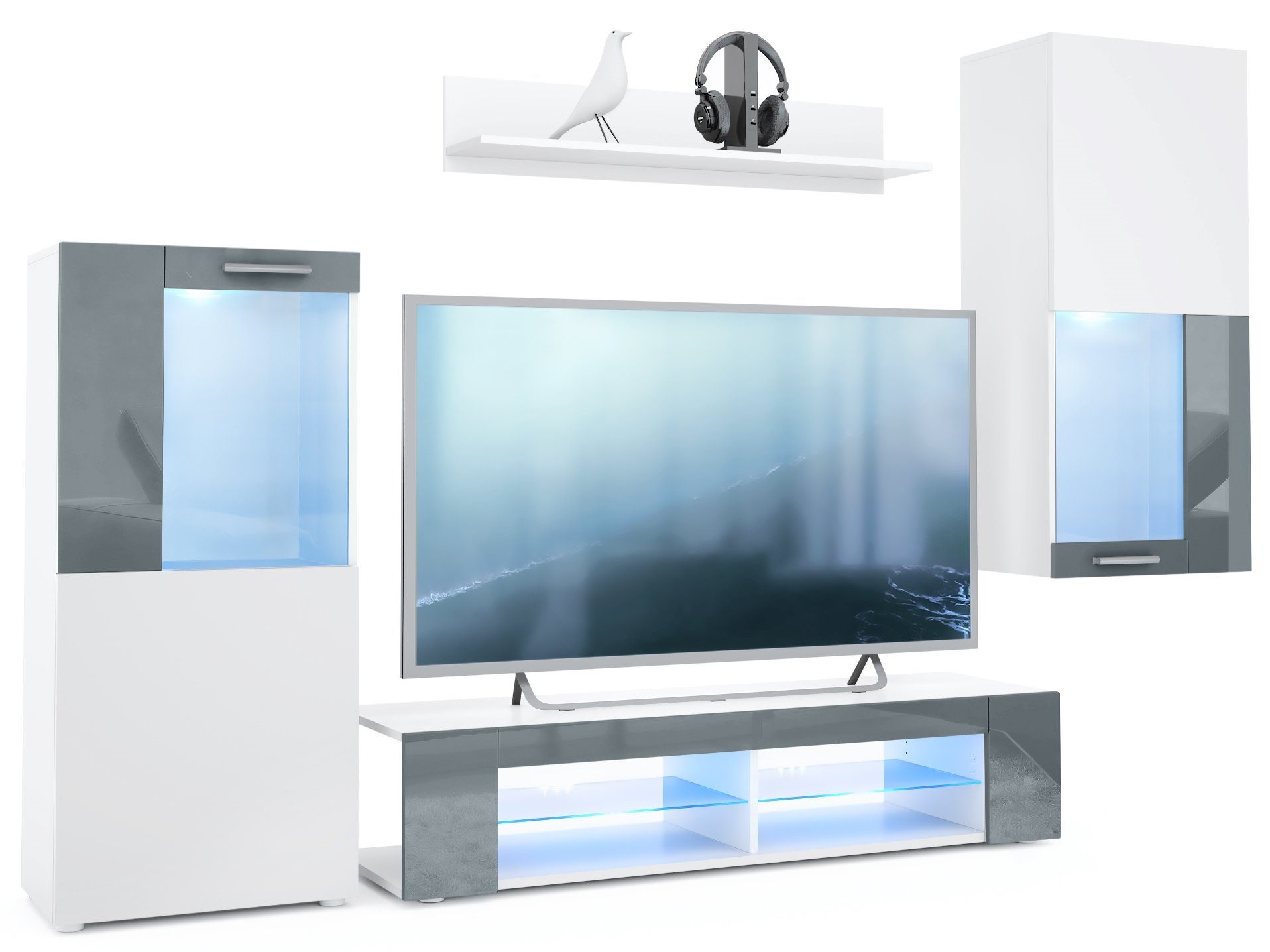 Vladon Wohnwand Movie, (Anbauwand, bestehend aus 1 TV-Board, 2 Vitrinen und günstig online kaufen