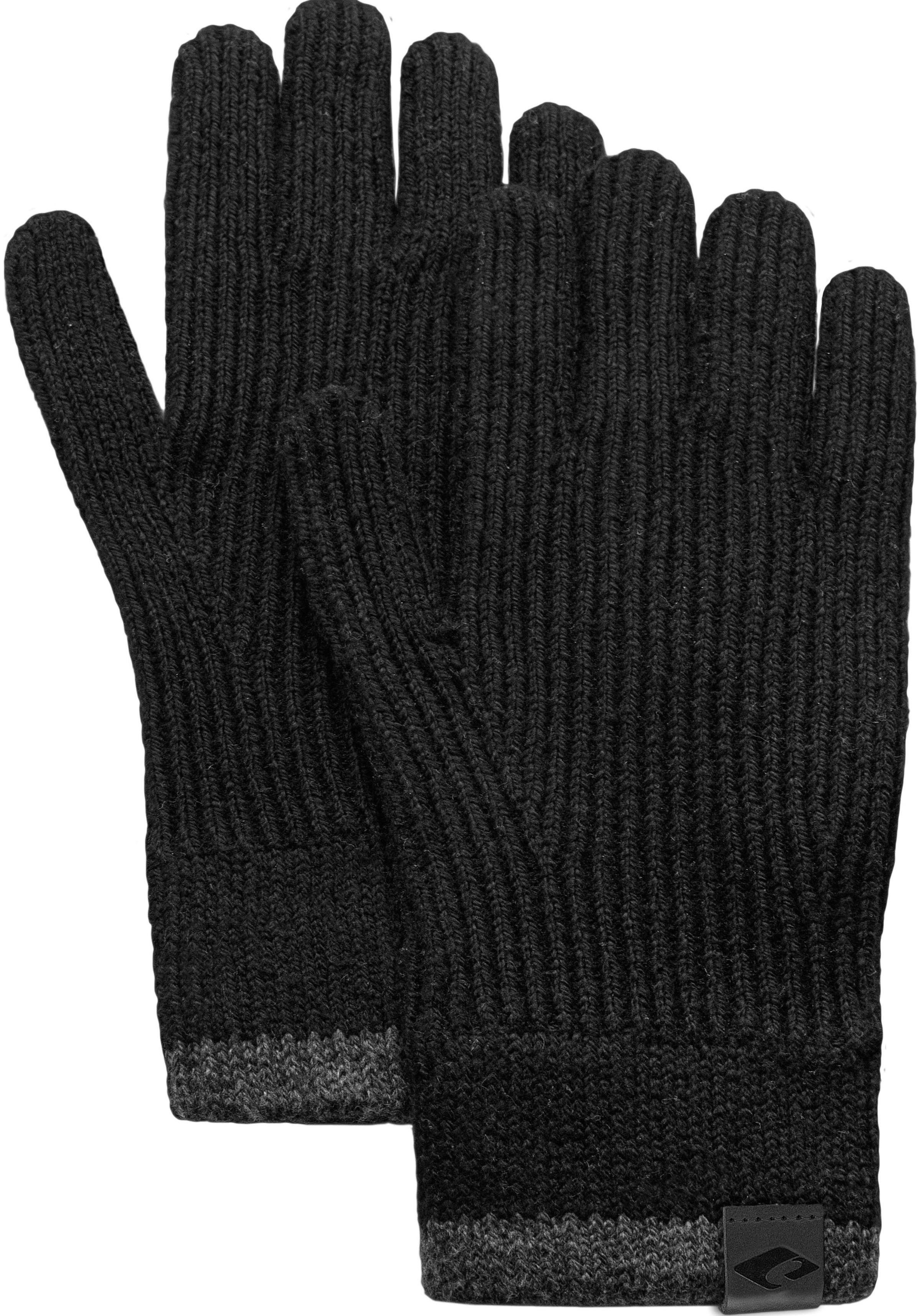 black mit chillouts Handschuhe Kontrastrand Strickhandschuhe gestrickt, Fingerhandschuhe