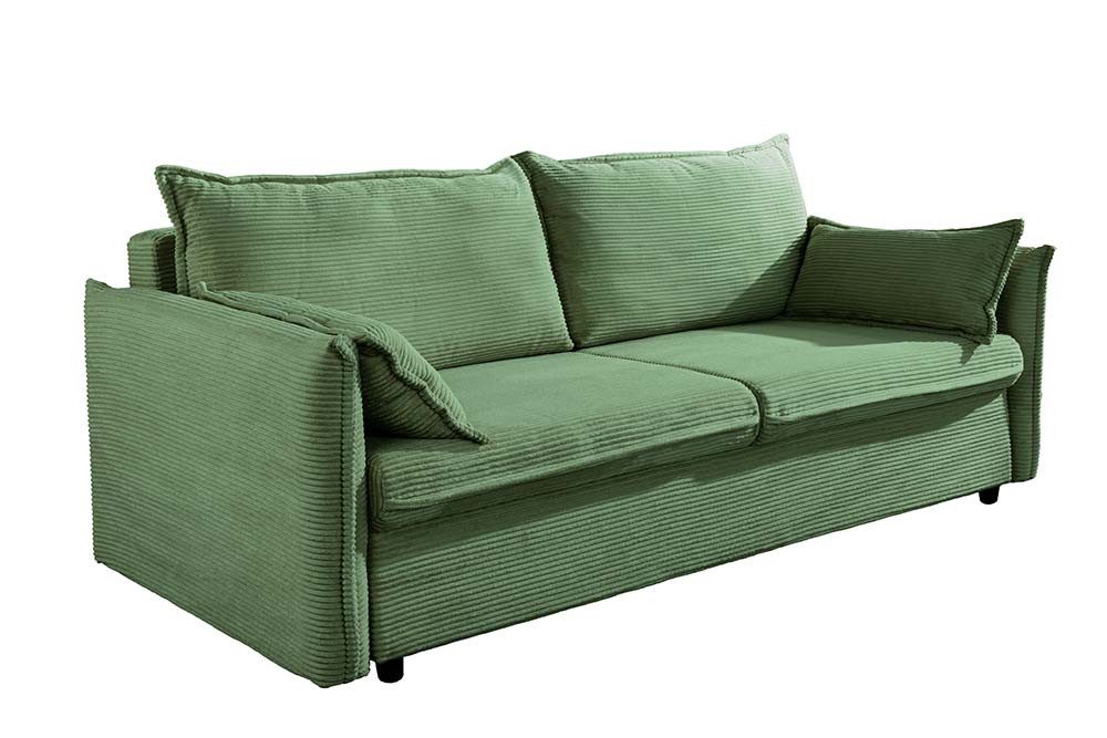 riess-ambiente Schlafsofa APARTMENT 215cm grün · 3-Sitzer-Couch mit Cord-Bezug inkl. Kissen, Einzelartikel 1 Teile, mit Bettfunktion für Wohn- oder Gästezimmer · inklusive Bettkasten