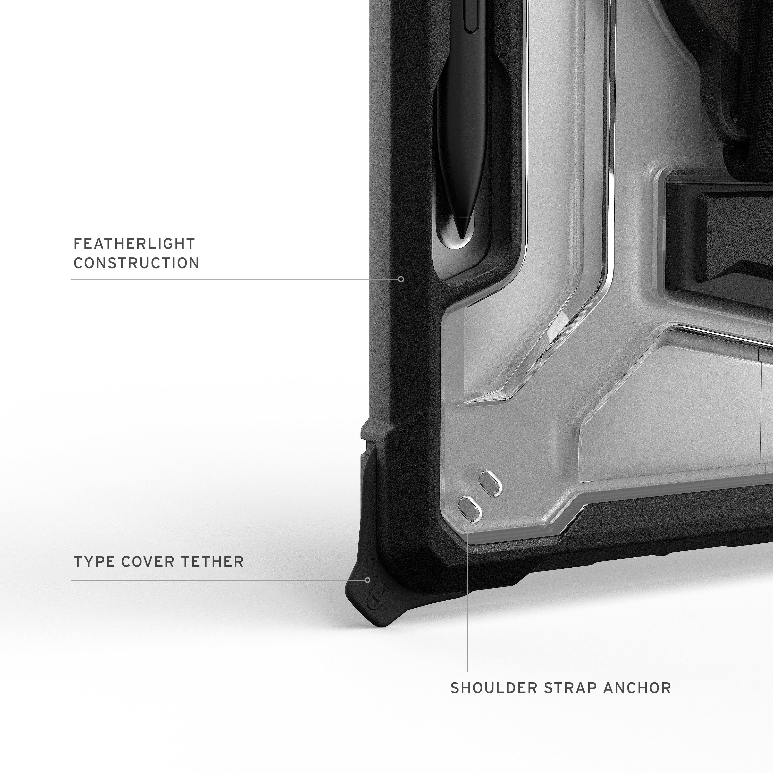 Urban Armor Gear Tablet-Hülle Plasma Handstrap / Kickstand Case - Microsoft Surface Pro 12 Hülle, (Offizielle "Designed for Surface" Zertifizierung)