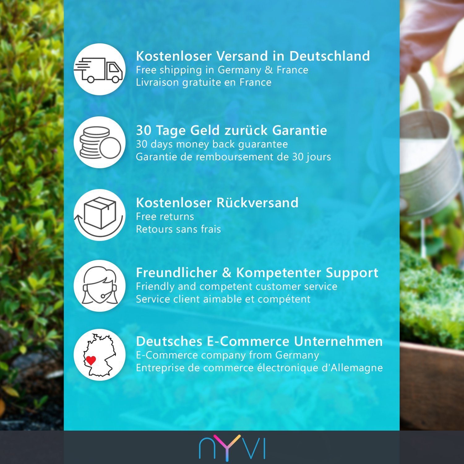 NYVI Pflanzentreppe Blumentreppe NYVIGreen mit 5 Abteilungen - Hochbeet Kräuterbeet (1 St), Pflanzregal für Pflanzen, Gemüse. Kräuter & Blumen - Wetterfest