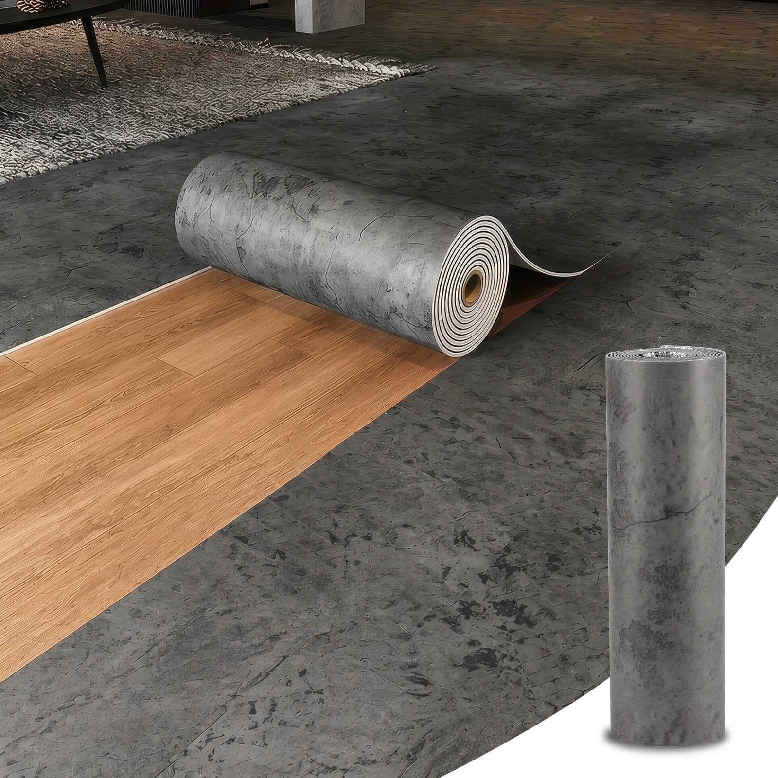LEMLIT Möbelfolie Selbstklebende Möbelfolie Grau 40 x 300 cm, wieder ablösbar, (1er Set Farbe: Riss-Optik Dunkelgrau, 1St.}, Maße: 40 × 300 cm), Zement-Optik für Küchenrückwände & Schränke