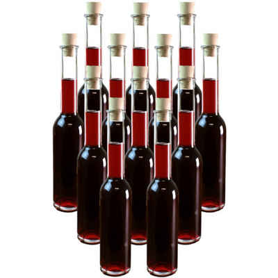 gouveo Trinkflasche Glasflaschen 200 ml Sinfonie mit Korken - Kleine Flasche 0,2 l, 12er Set, Spitzkorken