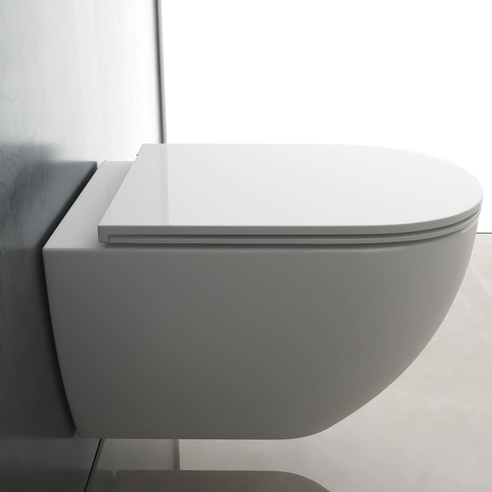 Alpenberger Tiefspül-WC Hänge WC Komplettset - Wand WC Kloschüssel und WC Deckel, Keramik Kloschüssel, Toilette mit SLIM WC Sitz und Nano Beschichtung