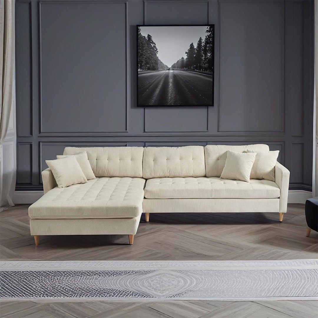 Chaiselongsofa Deluxe ebuy24 Sofa Sandfarben links oder Marino rechts gew