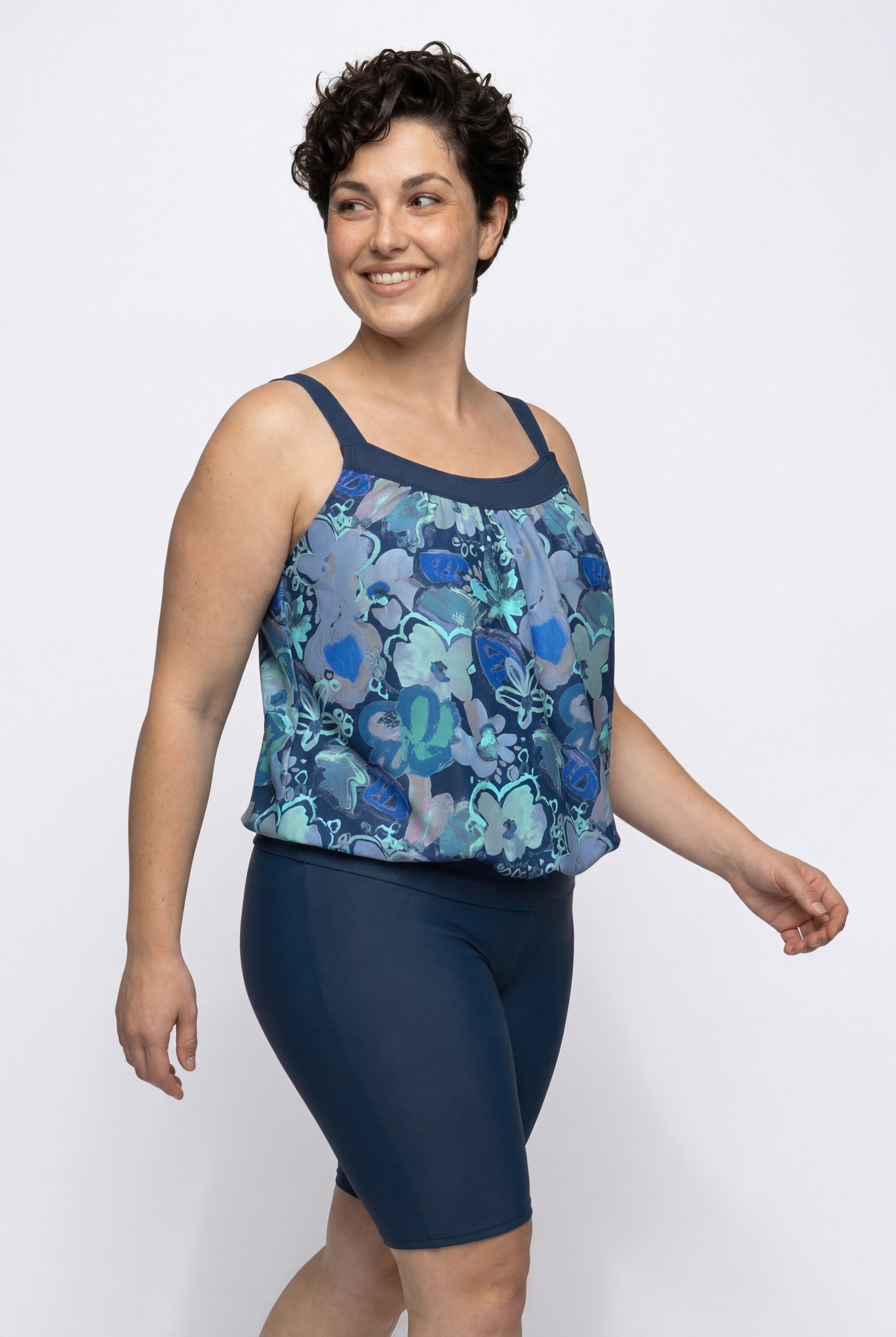Ulla Popken Bügel-BH Tankini mit Radler Blüten Softcups