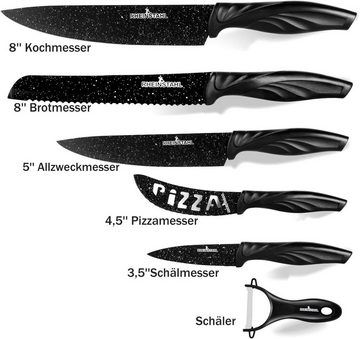 RHEINSTAHL Messer-Set 6-teilig- Edelstahl küchenmesser set mit Geschenkbox, Edelstahl + Antihaft, Profi knife set Messerset inkl. Schäler