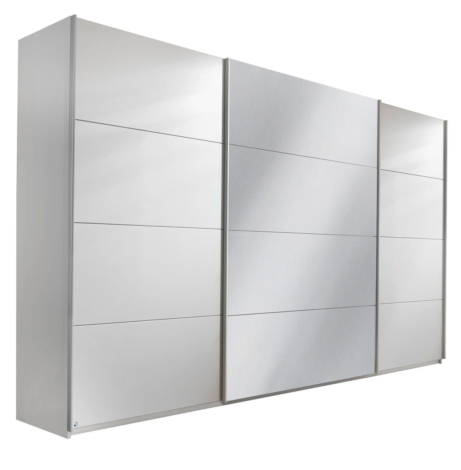 rauch Schwebetürenschrank QUADRA, B 315 cm x H 210 cm, Alpinweiß, 3 Türen, mit Spiegel